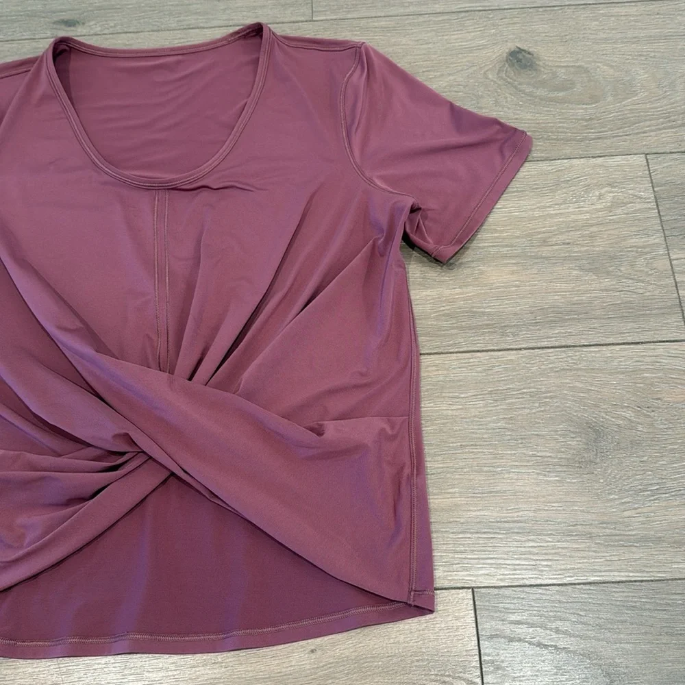LULULEMON Plumful Do The‎ Daily Short Sleeve Silverescent Active Top Shirt Sz 12